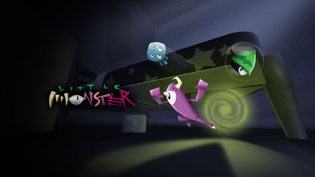 Stormy, the main character in Little Monster, looks up at floating Nightmare Spirits